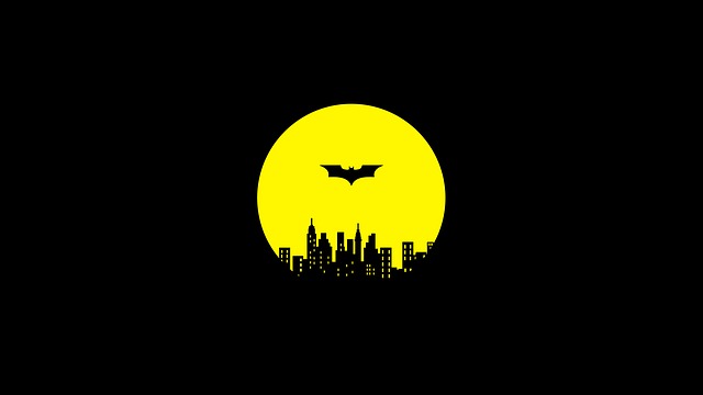 Bat flying over the city