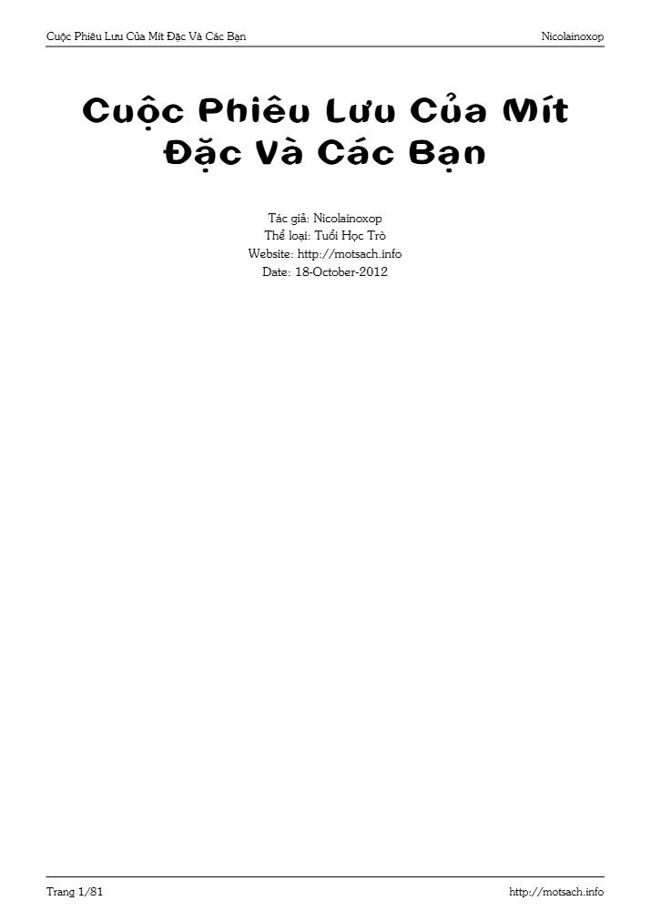 Cuộc Phiêu Lưu Của Mít Đặc Và Các Bạn