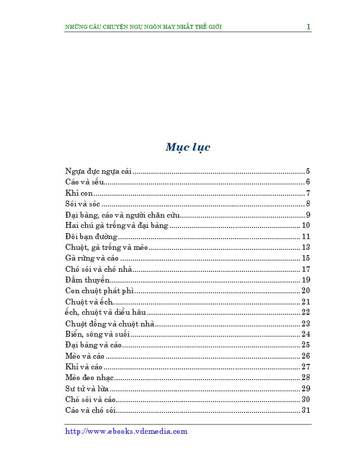 Những mẩu truyện ngụ ngôn hay nhất thế giới