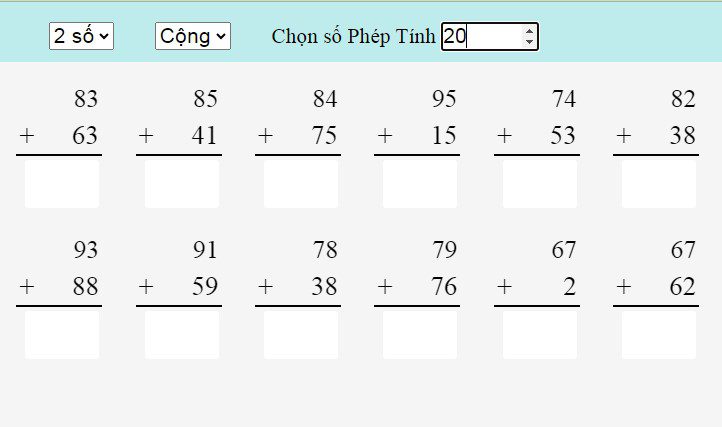 Phần mềm cộng trừ nhân chia 1,2,3,4 số